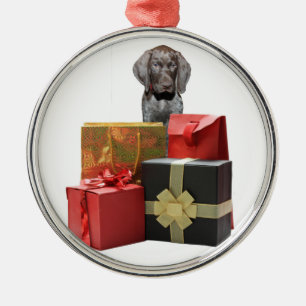 Ornamento De Metal Presentes de Natal de Pointer Puppy