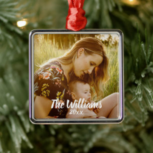 Ornamento De Metal Presentes Personalizados com Foto Moderna Simples 