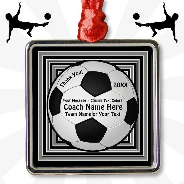 Ornamento De Metal Presentes personalizados do treinador de futebol,  (Soccer Ornament for Coaches. Good gifts for soccer coach. Soccer Coach Christmas Gifts. Soccer coach)