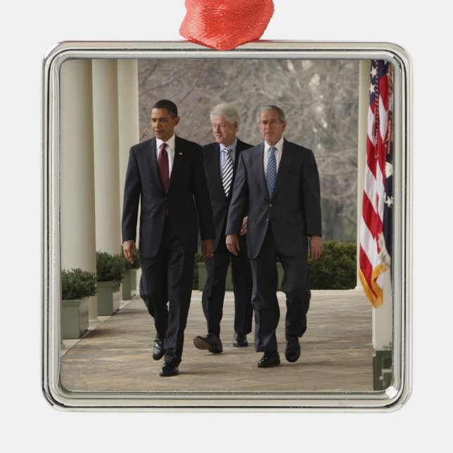Ornamento De Metal Presidente Barack Obama e presidentes anteriores (Frente)