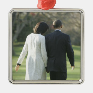 Ornamento De Metal Presidente Barack Obama e Primeira Dama Michelle