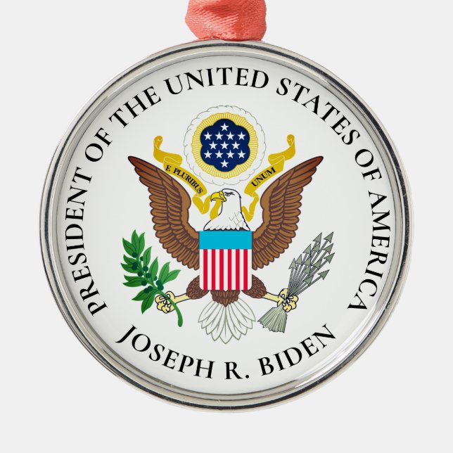 Ornamento De Metal Presidente Joe Biden e Presidente Seal (Frente)