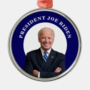Ornamento De Metal Presidente Joe Biden Retrait em Azul