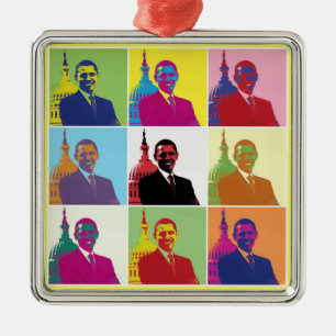 Ornamento De Metal Presidente Obama Pop Art