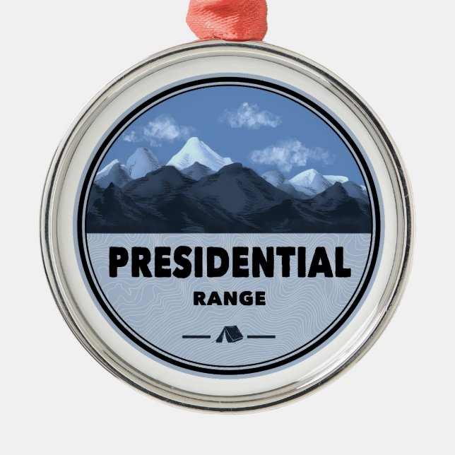 Ornamento De Metal Presidential Range New Hampshire Camping (Frente)