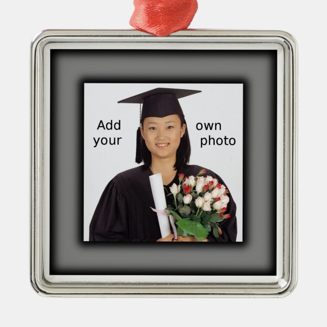 Ornamento De Metal Preto Adicionar a Foto (Frente)