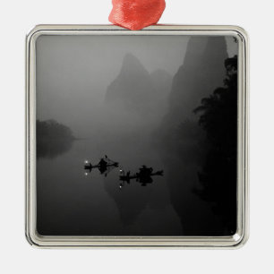 Ornamento De Metal Preto e branco, China, Rio Li, Pescador em