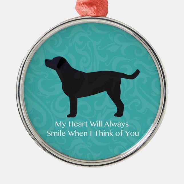 Ornamento De Metal Preto Lab Pensando em você Design (Frente)