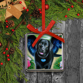 Ornamento De Metal Preto Labrador Retriever Wings Pet Perda
