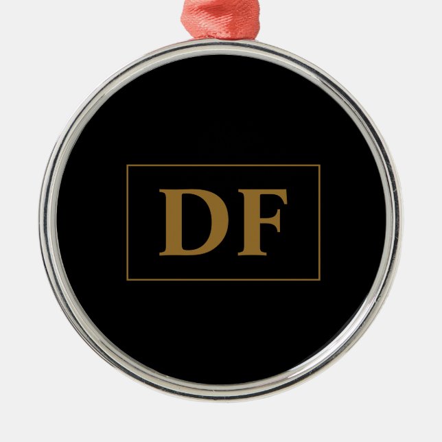 Ornamento De Metal Preto Personalizado com Iniciais Dourados (Frente)