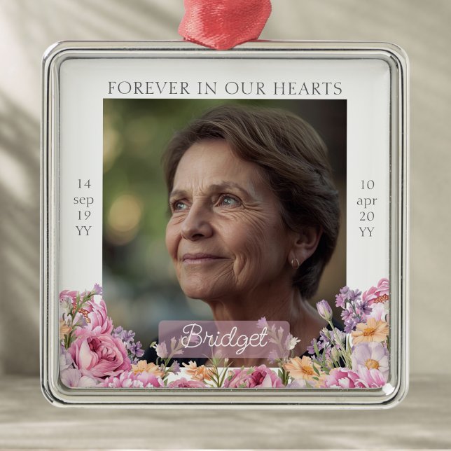 Ornamento De Metal Pretty Pink Peonies Remembrance Keepsake Ornament (Criador carregado)