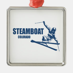 Ornamento De Metal Primaveras Steamboat Colorado Skier