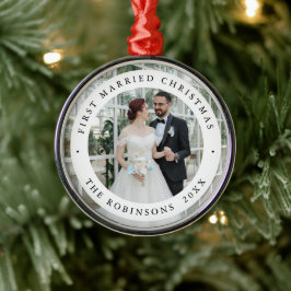 Ornamento De Metal Primeira Foto de Natal Casados Presente Moderno