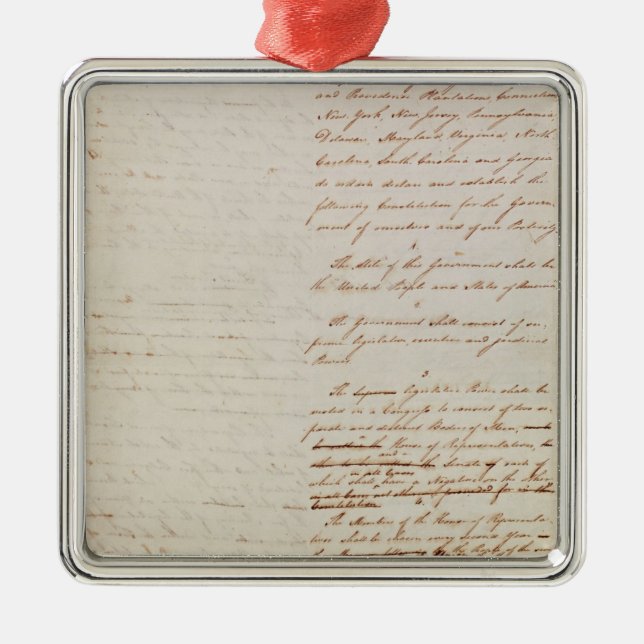 Ornamento De Metal Primeiro esboço da constituição dos E.U. (Frente)