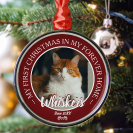Ornamento De Metal Primeiro Natal Casa Para Sempre Foto e Nome do Gat