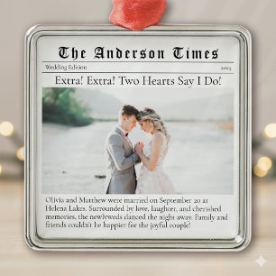 Ornamento De Metal Primeiro Natal Casado   Anúncio de casamento