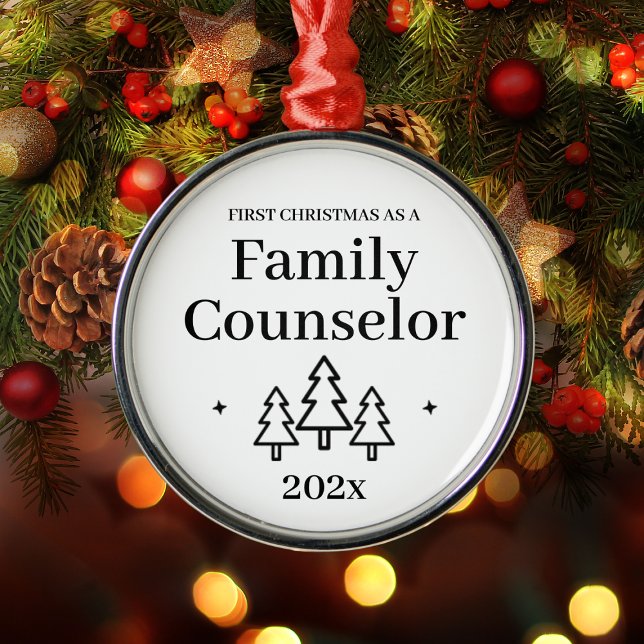 Ornamento De Metal Primeiro Natal Como Conselheiro Familiar (First Christmas As A Family Counselor Metal Ornament
)