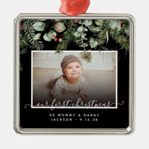 Ornamento De Metal Primeiro Natal como Mamãe e Pai 2 Foto
