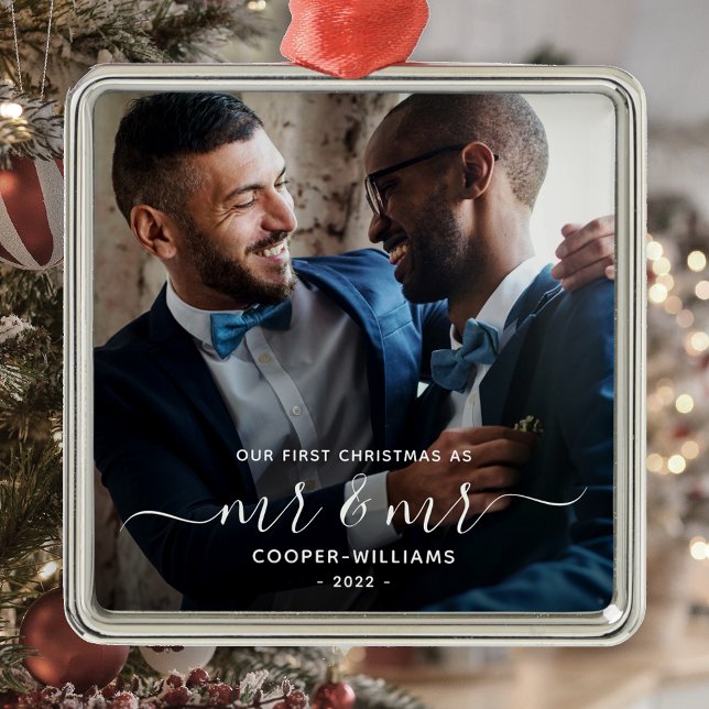 Ornamento De Metal Primeiro Natal como Sr e Sr Lembrança LGBTQ (Criador carregado)