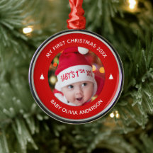 Primeiro Natal da Bebê Vermelho Personalizado Enfe