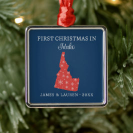 Ornamento De Metal Primeiro Natal de Casal em Idaho EUA Estado