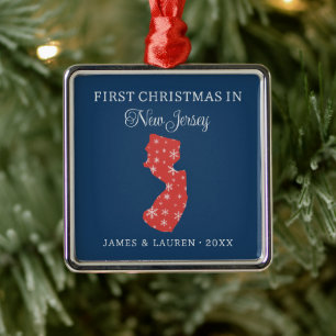 Ornamento De Metal Primeiro Natal de Casal no Estado de Nova Jersey A