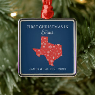 Ornamento De Metal Primeiro Natal de Casal no Estado do Texas EUA