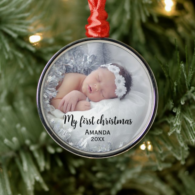 Ornamento De Metal Primeiro natal de um bebê bonito (Árvore)