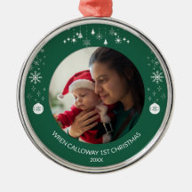 Primeiro Natal do Bebê Elegante com Foto e Nome Pe