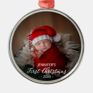 Ornamento De Metal Primeiro Natal do Bebê Foto
