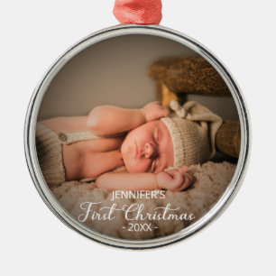 Ornamento De Metal Primeiro Natal do Bebê Foto