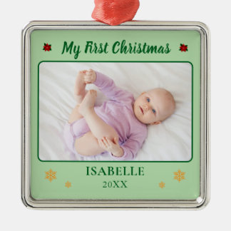 Ornamento De Metal Primeiro Natal do Bebê Personalizado com Foto e No