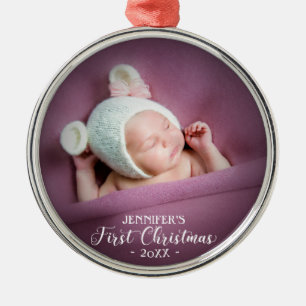 Ornamento De Metal Primeiro Natal do Bebê Recém-Nascido Adicione Sua