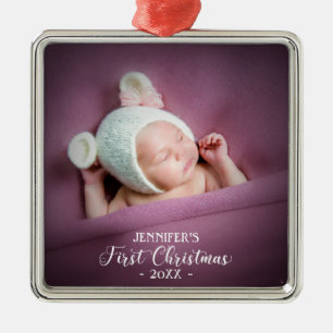 Ornamento De Metal Primeiro Natal do Bebê Recém-Nascido Adicione Sua