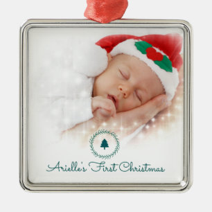 Ornamento De Metal Primeiro Natal do Photo Baby