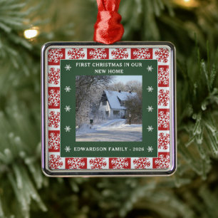 Ornamento De Metal Primeiro Natal em nossa nova Casa foto nome da fam