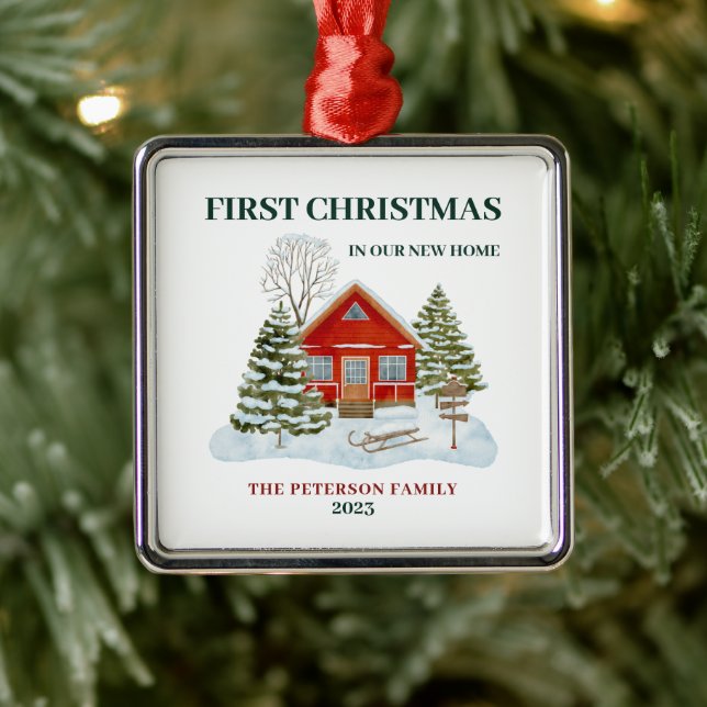 Ornamento De Metal Primeiro Natal Em Nossa Nova Casa Snowy Boho (Árvore)