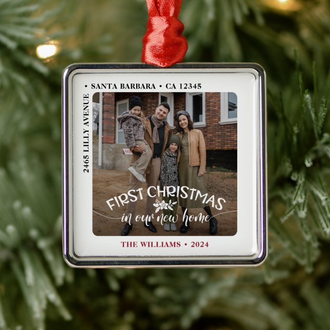 Ornamento De Metal Primeiro Natal Em Nossa Nova Foto (Árvore)