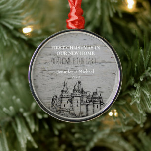 Ornamento De Metal Primeiro Natal em nosso castelo Home novo