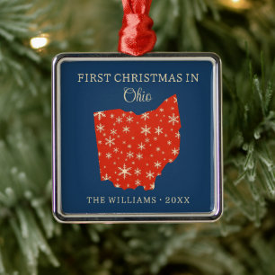 Ornamento De Metal Primeiro Natal em Ohio EUA Estado da Família