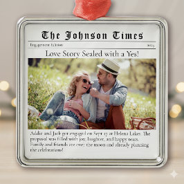 Ornamento De Metal Primeiro Natal Envolvido | Anúncio do noivado