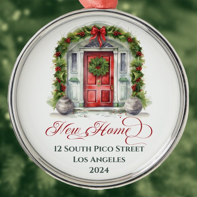 Ornamento De Metal Primeiro Natal Monogramado Nova Casa (1st Christmas New Home beautiful elegant Christmas tree ornament. )