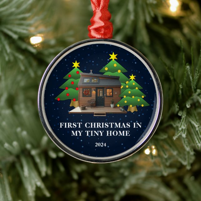 Ornamento De Metal Primeiro Natal na minha pequena casa russa (Árvore)