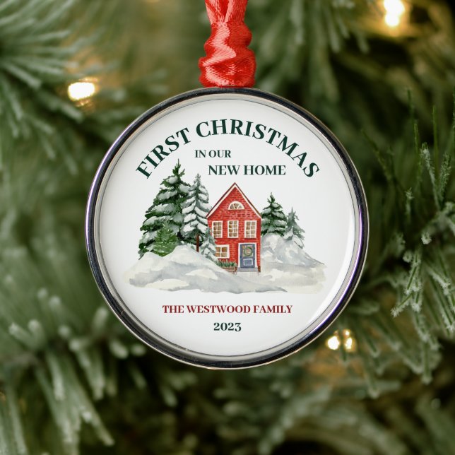 Ornamento De Metal Primeiro Natal - Nova Casa Brick Winter Boho (Árvore)