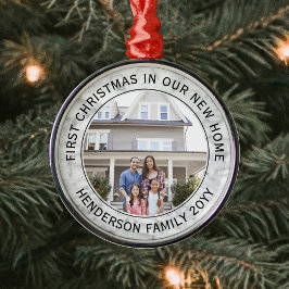 Ornamento De Metal Primeiro Natal Nova Foto do Elegante Faux Marble