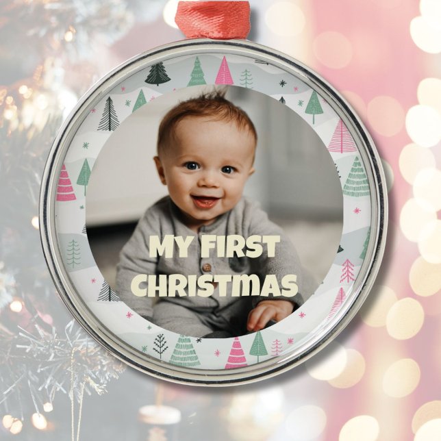 Ornamento De Metal Primeiro presente de Natal personalizado para a fi (Custom Photo First Christmas Gifts for Daughter)