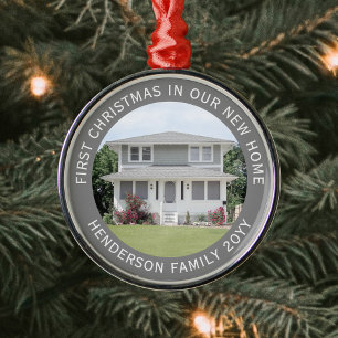 Ornamento De Metal Primeiro Xmas Novo Nome de Casa e Cinza de Ano