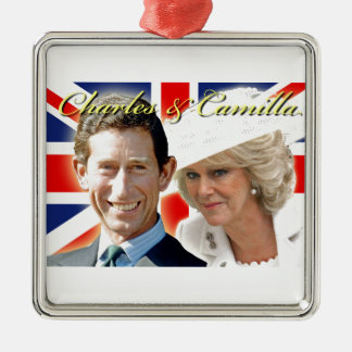 Ornamento De Metal Príncipe Carlos & HRH Duquesa Cornwall