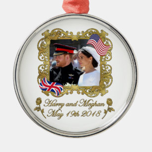 Ornamento De Metal Príncipe Harry e casamento real de Meghan Markle