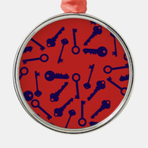 Ornamento De Metal Produto de padrão azul chave